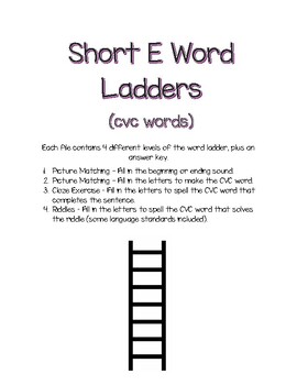 Preview of Short E Word Ladders