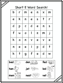 Short E Word Searches! by Lauren McIntyre | Teachers Pay ...