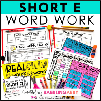 Preview of Short Vowel E Word Work Activities Science of Reading and Literacy Centers