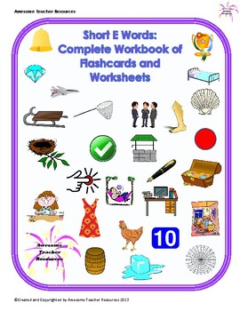 Preview of Short E Words: Complete Workbook for Worksheets and Flashcards