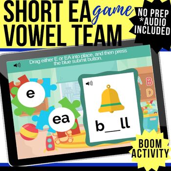Preview of Short EA Vowel Team Boom Cards Digital Game {Short E As In Bread!} & Printables!