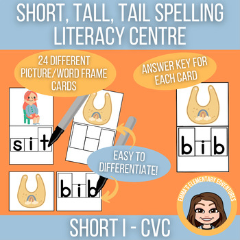 Preview of Short I CVC Spelling With Word Frames | Short, Tall, Tail | Literacy Centre