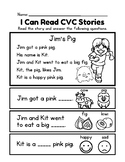 Short I CVC Stories - Reading Comprehension Worksheet