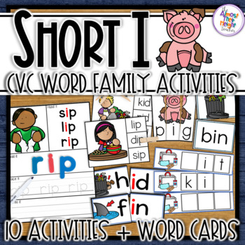 Preview of Short I CVC Word Families Task Cards with Word Cards & Posters