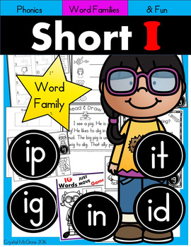 Preview of Short I Phonics Practice Printables for Word Families (it, in, ip, ig, id)