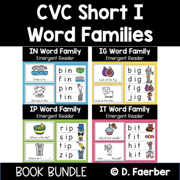 Preview of CVC Short I Word Family Book Bundle - 4 Easy Readers for Short I Word Families