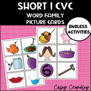 Short I Word Family Cvc Picture Cards By Casey Crumbley Tpt