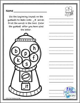 Short I Word Family Worksheets - No Prep Printables by Fab Creations by