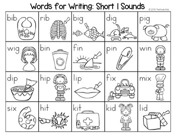 Short I Word List - Writing Center by The Kinder Kids | TpT