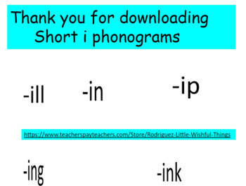 Preview of Short I phonograms