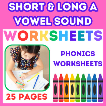 Preview of Short & Long A Vowel Sound (Mixed) - Reading Phonics Worksheets