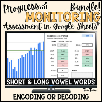 Preview of Short & Long Vowel Spelling Bundle: Progress Monitoring Google Sheets™