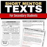 Short Mentor Texts and Sentences for Secondary Writing wit