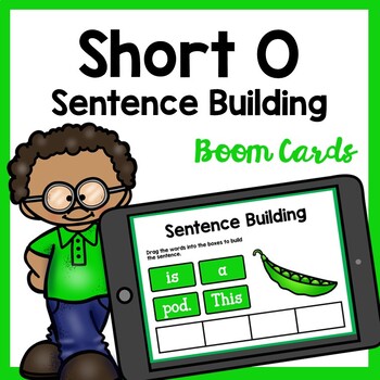Preview of Short O CVC Sentence Building Boom Cards - Sentence Building Game
