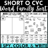 Short O CVC Word Family Sort Activities - I Spy Color and Write