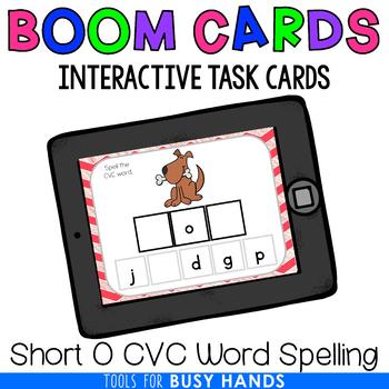 Preview of Short O CVC Word Spelling Interactive Digital Task Cards (Boom! Deck)