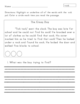 Short O Word Families Passages for Fluency and Comprehension | TPT
