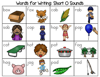 short o word list writing center by the kinder kids tpt