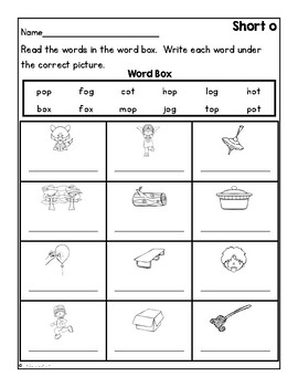 Short O Worksheet Set by First Grade Fanatics | Teachers Pay Teachers