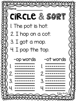 Short O Worksheets and Activities NO PREP! by Miss Giraffe | TpT