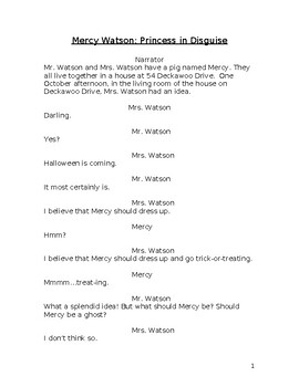 Preview of Mercy Watson, Short Play Script: Princess in Disguise, theater
