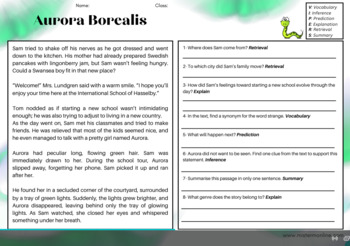 Preview of Short Reading Comprehension - Aurora Borealis - Questions/Answers