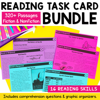 Preview of Reading Task Card Bundle - Reading Comprehension Passages and Questions