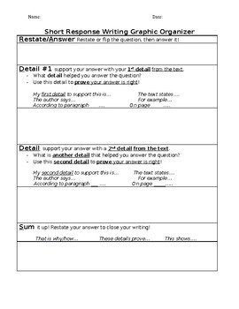 Preview of Short Response Graphic Organizer, NYS New York State ELA Test RADD(S)