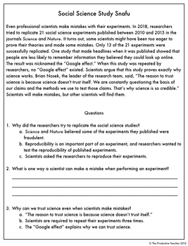 reading comprehension passages on science and technology
