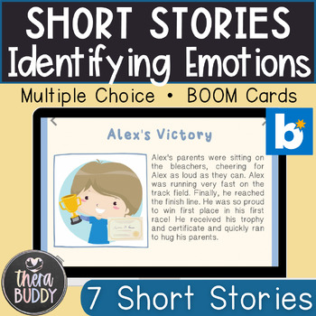 Preview of Short Stories Identifying Emotions Part 2 BOOM Cards Speech Therapy Digital