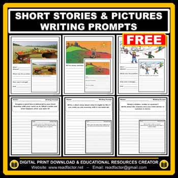 Preview of Short Stories & Pictures Writing Prompts, 2 Writing and 2 response options