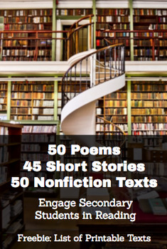 Preview of Short Stories, Poems & Informational Texts for High School Students: FREE LIST