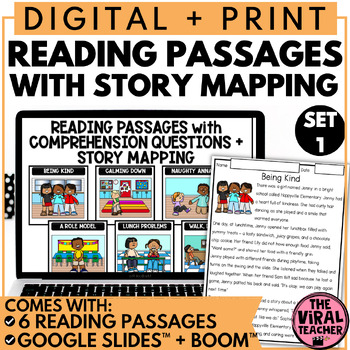 Preview of Short Stories Retell Reading Passages with Comprehension Questions and Story Map