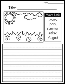 Short Stories - SUMMER - Story Writing Pages with Word Banks by Lauren Ely