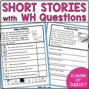 Preview of Short Stories WH Questions - Speech Therapy - Listening Comprehension Passages