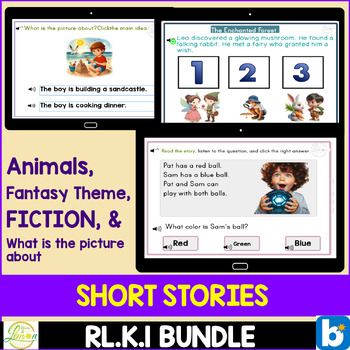 Preview of Short Stories With Comprehension Questions Boom Cards | Key Ideas and Details