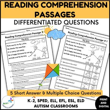 Preview of Short Stories With Comprehension Questions for SPED - WH Questions Visuals