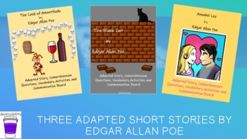 Preview of Adapted Short Stories for Special Ed by Edgar Allan Poe -Comp & Vocab Activities