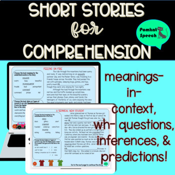 Preview of Short Stories for Comprehension for Older Students