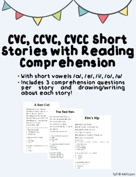 Preview of Short Stories with Reading Comprehension (Kinder, 1st, Dyslexia, Intervention)