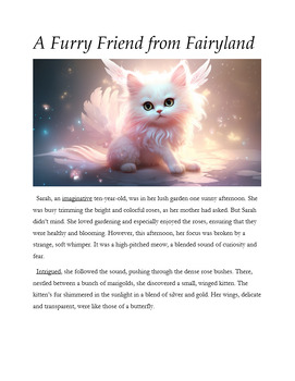 Preview of Short Story: A Furry Friend From Fairyland - Reading Comprehension