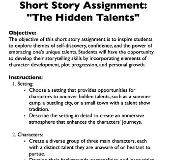 short story assignment grade 8