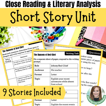 Short Story Close Reading Literary Analysis by Thinking Cap Curriculum