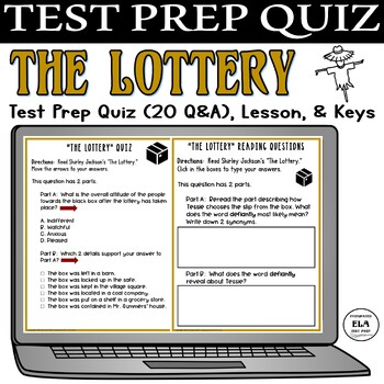 Preview of Short Story Distance Learning Google Classroom™ The Lottery Quiz Questions Forms