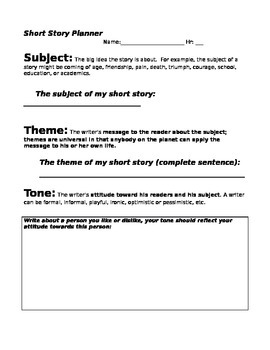 Preview of Short Story Planner