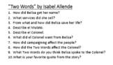 Short Story Questions: Two Words, by Isabel Allende