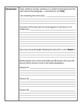 short essay graphic organizer