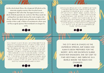 Preview of Short Story Starter Task Cards: 48 YA Prompts with Rubric