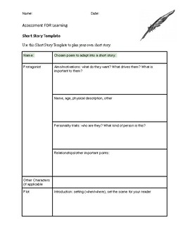 Preview of Short Story Template - Creative Writing Plan