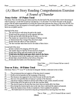 Preview of Short Story Test (plus literary terms) - A Sound of Thunder